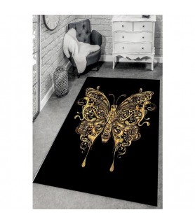 Gold Gilded Butterfly Pattern Digital Printed Carpet
